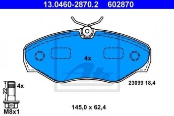 Купить 13.0460-2870.2 ATE Тормозные колодки передние Эспейс 3 (2.2 dCi, 3.0 V6 24V) без датчика износа