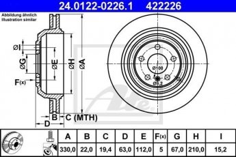 Купити 24.0122-0226.1 ATE Гальмівні диски M-Class W164 (3.0, 3.5, 4.0, 5.0, 5.5)