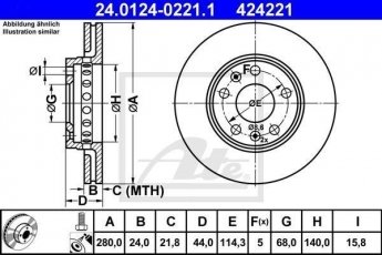 Купити 24.0124-0221.1 ATE Гальмівні диски Лагуна 3 (1.5 dCi, 1.6 16V)