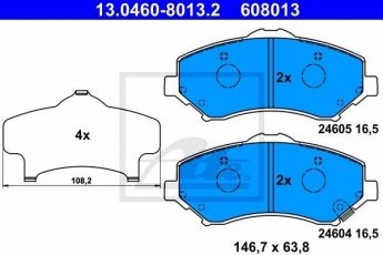 Купить 13.0460-8013.2 ATE Тормозные колодки передние Вранглер (2.8, 3.6, 3.8) с звуковым предупреждением износа