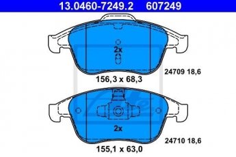 Купить 13.0460-7249.2 ATE Тормозные колодки передние Меган 3 2.0 без датчика износа, не подготовленно для датчика износа