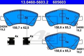 Купить 13.0460-5603.2 ATE Тормозные колодки передние Avensis T27 (1.6, 1.8, 2.0) с звуковым предупреждением износа