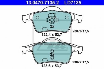 Купить 13.0470-7135.2 ATE Тормозные колодки задние XC70 (2.4, 2.5) без датчика износа, не подготовленно для датчика износа