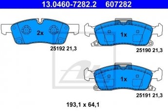 Купить 13.0460-7282.2 ATE Тормозные колодки  Jeep без интегрированного контакта датчика износа, с звуковым предупреждением износа