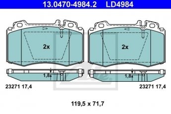 Тормозная колодка 13.0470-4984.2 ATE – без датчика износа, подготовлено для датчика износа колодок фото 1