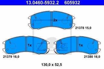 Купить 13.0460-5932.2 ATE Тормозные колодки передние Mazda 626 (1.6, 1.8, 2.0, 2.2) с звуковым предупреждением износа