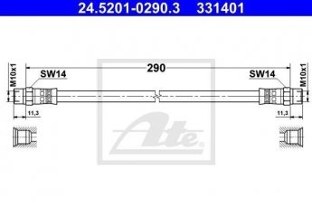 Купити 24.5201-0290.3 ATE Гальмівний шланг BMW E21 (1.6, 1.8, 2.0, 2.3)