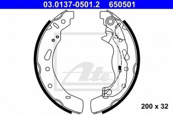 Купить 03.0137-0501.2 ATE Тормозные колодки задние Mazda 2 (1.3, 1.4, 1.5, 1.6) 