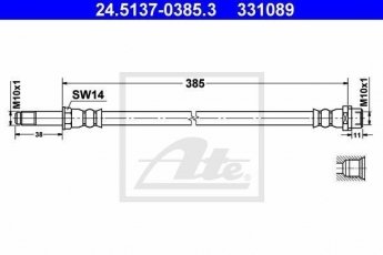Купить 24.5137-0385.3 ATE Тормозной шланг Sprinter 906 (1.8, 2.1, 3.0, 3.5)