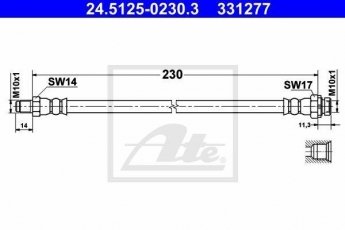 Купити 24.5125-0230.3 ATE Гальмівний шланг БМВ Е90 (Е90, Е91, Е92, Е93) (1.6, 2.0, 2.5, 3.0)