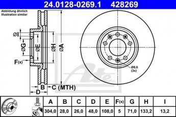 Купити 24.0128-0269.1 ATE Гальмівні диски Citroen C4 (1.2, 1.6, 2.0)