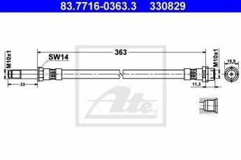 Купити 83.7716-0363.3 ATE Гальмівний шланг Volkswagen LT 46 (2.3, 2.5, 2.8)