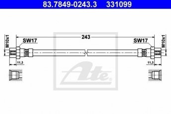 Купити 83.7849-0243.3 ATE Гальмівний шланг Yeti (1.2 TSI, 1.8 TSI, 2.0 TDI)