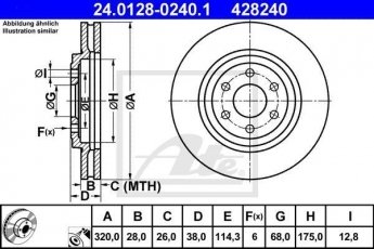 Купити 24.0128-0240.1 ATE Гальмівні диски Pathfinder (2.5, 3.0, 4.0)