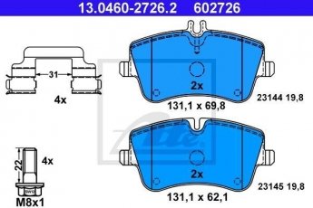 Купить 13.0460-2726.2 ATE Тормозные колодки передние CL-Class CLC (1.6, 1.8, 2.1) без датчика износа, подготовлено для датчика износа колодок