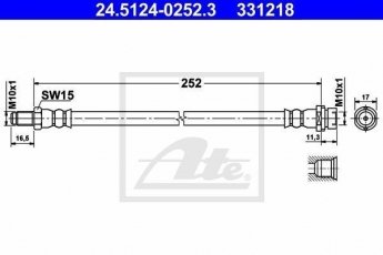 Купити 24.5124-0252.3 ATE Гальмівний шланг Transit 7 (2.2, 2.3, 2.4, 3.2)