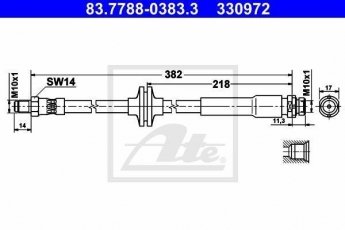 Купити 83.7788-0383.3 ATE Гальмівний шланг Mazda 3 (BK, BL)