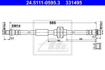 Купити 24.5111-0595.3 ATE Гальмівний шланг Opel