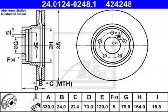 Купити 24.0124-0248.1 ATE Гальмівні диски BMW F30 (F30, F31, F35, F80) (2.0, 3.0)