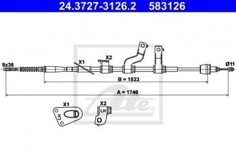 Купить 24.3727-3126.2 ATE Трос ручника Hyundai i30 (1.4, 1.6)