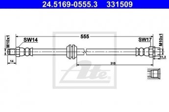 Купити 24.5169-0555.3 ATE Гальмівний шланг BMW E65 (E65, E66)