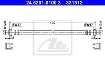 Купить 24.5201-0100.3 ATE Тормозной шланг 8 серия Е31 (4.0, 4.4, 5.0, 5.4, 5.6)