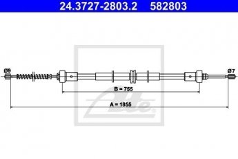 Купить 24.3727-2803.2 ATE Трос ручника Twingo 3 (0.9 TCe 110, 0.9 TCe 90, 1.0 SCe 70)