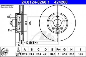 Купить 24.0124-0260.1 ATE Тормозные диски 2-series (F45, F46) (1.5, 2.0)