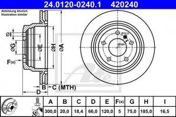 Купити 24.0120-0240.1 ATE Гальмівні диски БМВ Ф30 (Ф30, Ф31, Ф35, Ф80) (1.5, 2.0)