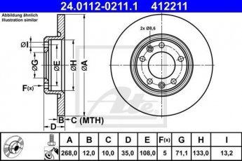 Купити 24.0112-0211.1 ATE Гальмівні диски Citroen C4 (1.2, 1.6, 2.0)