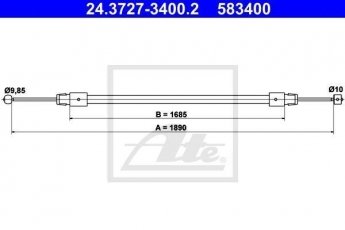 Купить 24.3727-3400.2 ATE Трос ручника Audi Q7 (3.0, 4.1, 5.9)