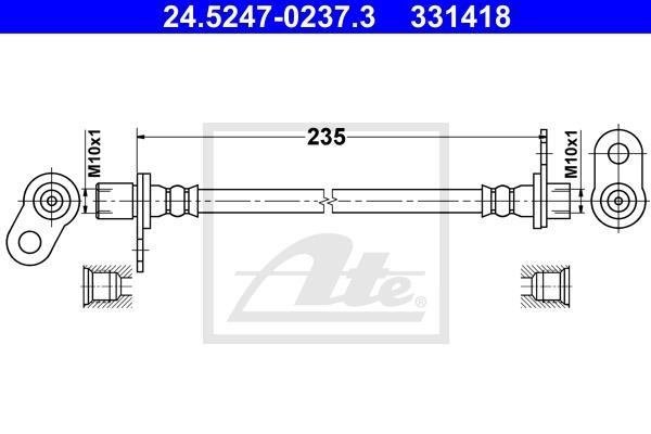 Купить 24.5247-0237.3 ATE Тормозной шланг Lancer (9, X) (1.5, 1.6, 1.8, 2.0)
