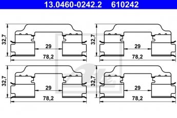 Купити 13.0460-0242.2 ATE Ремкомплект гальмівних колодок Авенсіс Т22 (1.6, 1.8, 2.0)