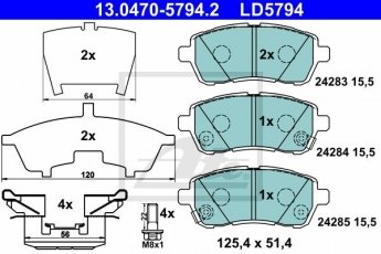 Купити 13.0470-5794.2 ATE Гальмівні колодки  Mazda 2 (1.3, 1.4, 1.5, 1.6) 