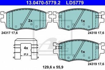Купити 13.0470-5779.2 ATE Гальмівні колодки  Hyundai i20 (1.1, 1.2, 1.4, 1.6) 