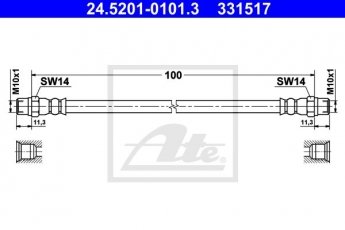 Купить 24.5201-0101.3 ATE Тормозной шланг 8 серия Е31 (4.0, 4.4, 5.0, 5.4, 5.6)