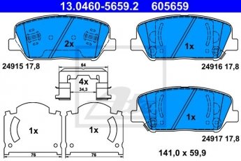Купити 13.0460-5659.2 ATE Гальмівні колодки  Hyundai i30 (1.4, 1.6) 