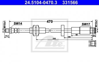 Купить 24.5104-0470.3 ATE Тормозной шланг Giulietta (1.4, 1.6, 1.7, 2.0)