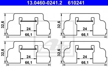 Купити 13.0460-0241.2 ATE Ремкомплект гальмівних колодок Логан 1 (1.4, 1.5 dCi, 1.6)