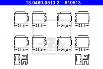 Купити 13.0460-0513.2 ATE Ремкомплект гальмівних колодок Meriva (1.4 16V Twinport, 1.4 16V Twinport LPG, 1.6)
