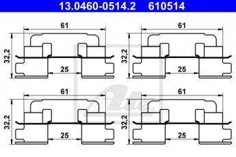 Купити 13.0460-0514.2 ATE Ремкомплект гальмівних колодок Фрілендер (1.8 16V, 2.0 Td4, 2.5 V6)