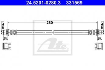 Купити 24.5201-0280.3 ATE Гальмівний шланг Duster (1.2, 1.5, 1.6, 2.0)
