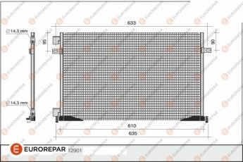 Купить 1609634680 Eurorepar Радиатор кондиционера Виваро (1.9 DI, 1.9 DTI, 2.0 16V)