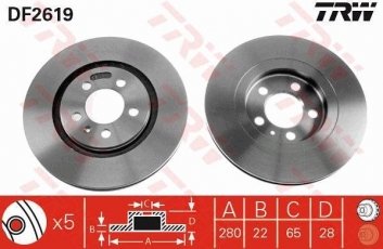 Купити DF2619 TRW Гальмівні диски Passat (B3, B4) (1.9 TDI, 2.8 VR6)