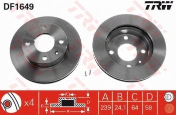Купити DF1649 TRW Гальмівні диски Сієрра (1, 2) (1.6, 1.8, 2.0, 2.3)