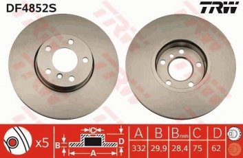 Купить DF4852S TRW Тормозные диски БМВ Х6 (Е71, Е72, Ф16) (2.0, 3.0)