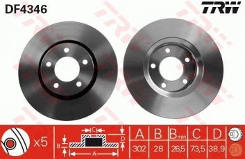 Купить DF4346 TRW Тормозные диски Вояджер (2.4, 2.5, 2.8, 3.3, 3.8)