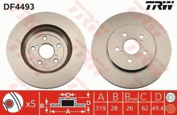Купить DF4493 TRW Тормозные диски Lexus RX (3.0, 3.3, 3.5)