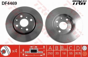 Купити DF4469 TRW Гальмівні диски Сітроен С1 (1.0, 1.2, 1.4)