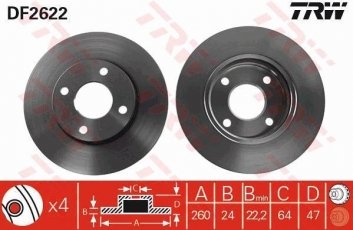 Купити DF2622 TRW Гальмівні диски Scorpio (1, 2) (2.0, 2.3, 2.5, 2.9)